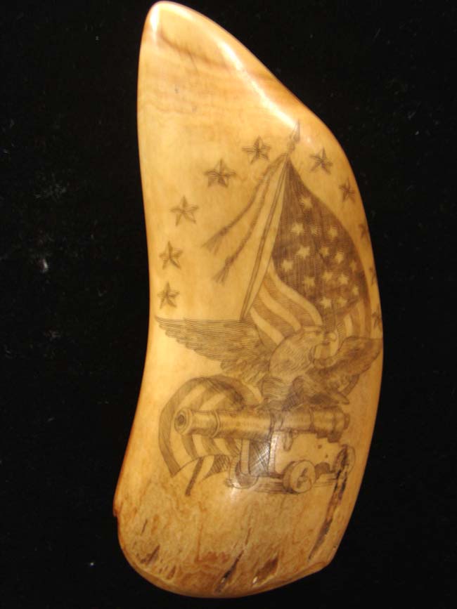 A beautiful late 19th/early 20th century scrimshawed whale's tooth with War of 1812 Battle of Lake Erie. — image 4
